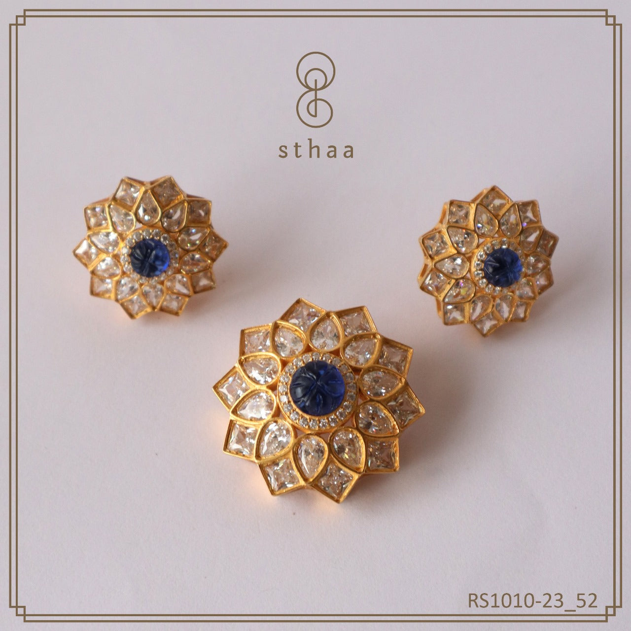 Sapphire Bloom Polki Set
