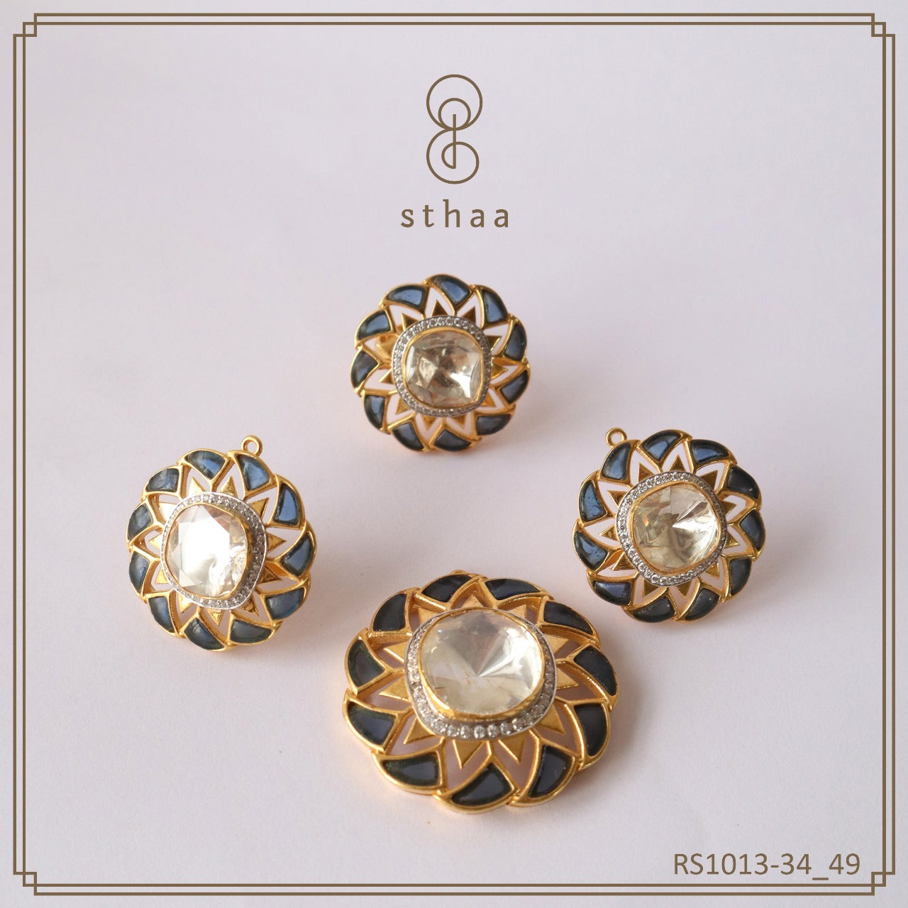 Midnight Lotus Kundan Set